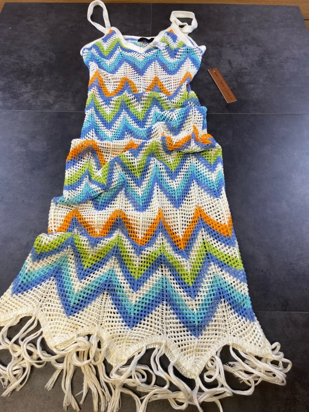 Women’s Almost Famous Crochet Chevron‎ Swim Coverup Med-NWT